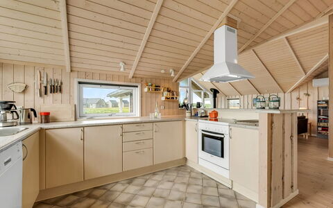 Märta - 250M from the Sea: Kitchen, Interior Design, Flooring, Wood, Ceiling, Countertop, Floor, Cabinetry, Kitchen Appliance, Furniture