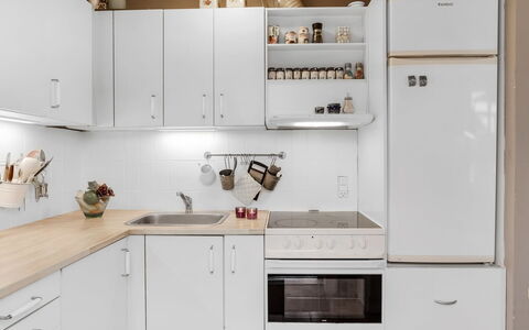 Maelle - 150M from the Sea: Kitchen Appliance, Kitchen, Major Appliance, Countertop, Cabinetry, Wood, Home Appliance, Flooring, Furniture, Interior Design