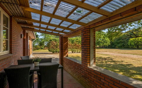 Agla - 2.5Km from the Sea: Wood, Ceiling, Shade, Wood Stain, Outdoor Structure, Porch, Hardwood, Beam, Garden, Pergola