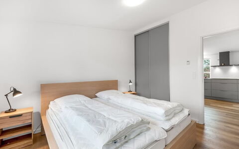 Agla - 2.5Km from the Sea: Wood, Interior Design, Ceiling, Bedroom, Bed, Flooring, Floor, Room, Bed Frame, Apartment