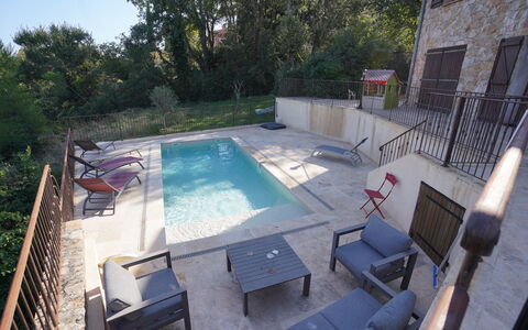 Lou Lann Vras: Swimming Pool, Outdoor Furniture, Furniture, Composite Material, Resort, Sunlounger, Chair, Umbrella, Flagstone, Shade