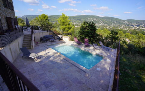 Lou Lann Vras: Swimming Pool, Flagstone, Shade, Estate, Resort, Villa, Hacienda, Eco Hotel, Outdoor Furniture, Water Feature