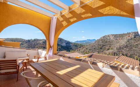 Montecala: Sky, Property, Furniture, Wood, Shade, Outdoor Furniture, Tree, Building, Landscape, Leisure