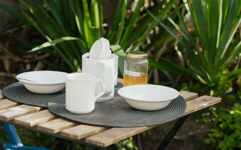 La Pionnière: Plant, Table, Furniture, Outdoor Furniture, Wood, Grass, Chair, Outdoor Table, House, Landscape