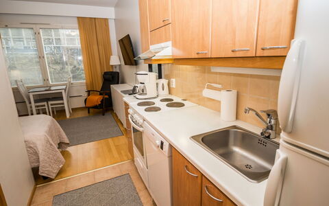 Rautulampi G14: Furniture, Interior Design, Apartment, Floor, Room, Bedroom, Bed, Cabinetry, Drawer, Wood Stain