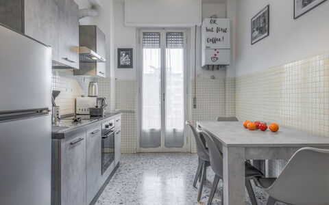 Romina Apartment, Florence, Campo Marte: Flooring, Interior Design, Floor, Furniture, Kitchen, Ceiling, Countertop, Apartment, Major Appliance, Room