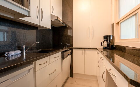 Ravenna 902 with Seaview: Cabinetry, Countertop, Sink, Kitchen Sink, Property, Tap, Building, Kitchen Stove, Kitchen, Window