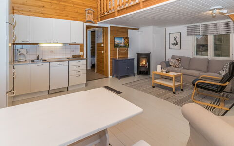 Onnimanni: Wood, Interior Design, Ceiling, Floor, Furniture, Flooring, Room, Couch, Kitchen, Living Room