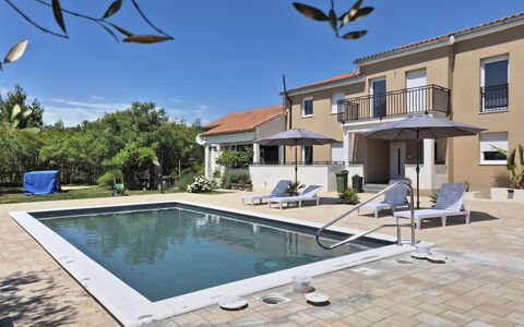 Aria: Swimming Pool, Residential Area, House, Home, Resort, Estate, Composite Material, Outdoor Furniture, Villa, Shade