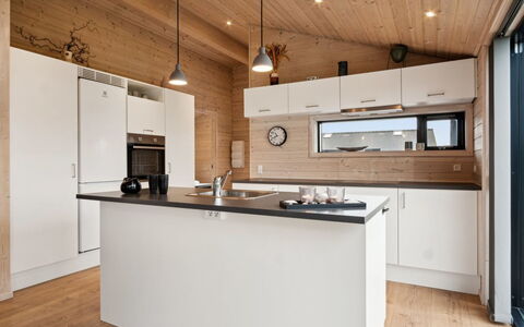 Ehmi - 750M from the Sea: Kitchen, Countertop, Interior Design, Flooring, Furniture, Wood, Ceiling, Kitchen Appliance, Cabinetry, Light Fixture