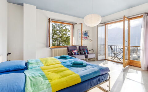 Egner- Apt.panorama: Furniture, Property, Window, Comfort, Building, Azure, Bed Frame, Textile, Shade, Wood