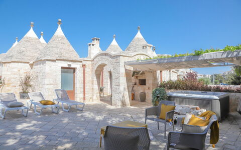 Country Trullo Rosso With Jacuzzi Alberobello: Sky, Furniture, Property, Chair, Plant, Azure, Table, Outdoor Furniture, Outdoor Table, Leisure