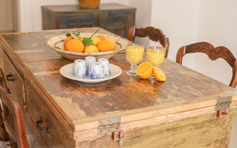 Country Trullo Rosso With Jacuzzi Alberobello: Food, Table, Furniture, Tableware, Fruit, Orange, Wood