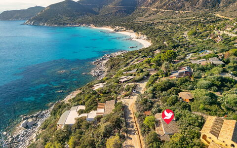 Capo Boi: Water, Plant, Sky, Mountain, Azure, Natural Landscape, Vegetation, Coastal And Oceanic Landforms, Tree, Terrain