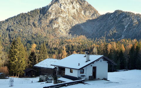 Baita Mountain View Pale San Martino: Property, Sky, Snow, Mountain, Slope, Natural Landscape, Larch, House, Tree, Plant