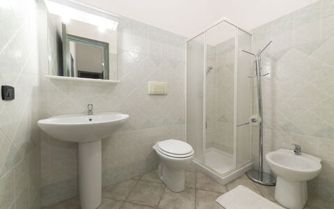Villino Trilocale Apartments Seaside: Flooring, Floor, Interior Design, Ceiling, Plumbing Fixture, Room, Sink, Bathroom, Tile
