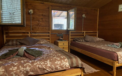 Casa Robinson Nature, Wifi, Istria, Croazia: Furniture, Wood, Floor, Flooring, Bedroom, Interior Design, Bed, Room, Ceiling, Home