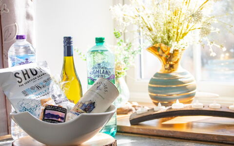 The Cottage: Tableware, Bottle, Serveware, Drinkware, Glass Bottle, Food, Dishware, Porcelain