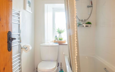 The Cottage: Bathroom, Plumbing Fixture, Interior Design, Toilet, Floor, Flooring, Plumbing, Toilet Seat, Tap, Bathroom Sink