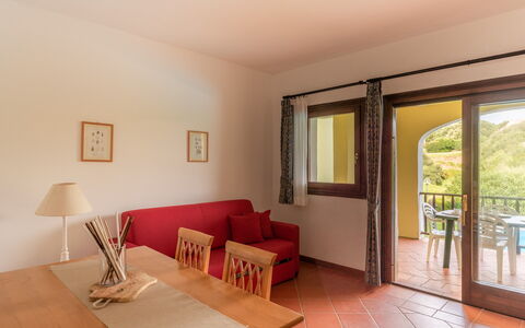 Apartments With Pool Country Village, Stintino: Room, Wood Stain, Ceiling, Kitchen & Dining Room Table, Hardwood, Living Room, Dining Room, Varnish, Wood Flooring