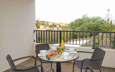 Collioure 150: Furniture, Outdoor Furniture, Balcony, Chair, Apartment, Porch, Shade, Outdoor Table, Eco Hotel, Fence