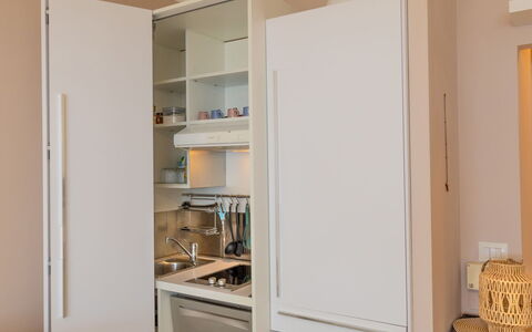 Castiglioncello 230: Wood, Cabinetry, Flooring, Interior Design, Furniture, Floor, Cupboard, Kitchen Appliance, Kitchen, Shelving