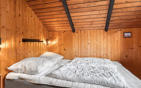 Jantje - 500M to the Fjord: Bed, Bedroom, Bed Sheet, Wood, Bedding, Interior Design, Floor, Ceiling, Bed Frame, Furniture