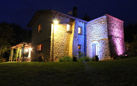 Villa la Felce: House, Home, Cottage, Night, Estate, Landscape Lighting, Garden, Farmhouse, Midnight, Yard