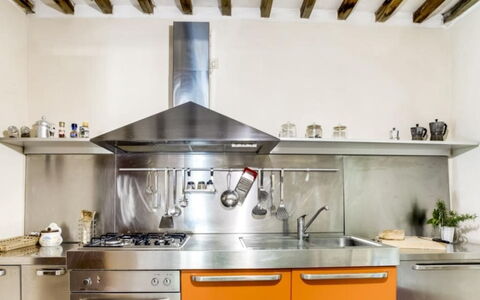 Mulino della Frateria: Kitchen, Kitchen Appliance, Countertop, Major Appliance, Kitchen Stove, Home Appliance, Interior Design, Stove, Flooring