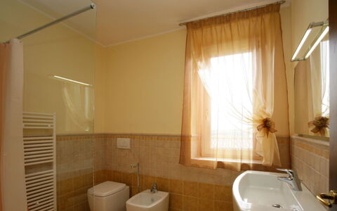 San Giuseppe Villa: Flooring, Interior Design, Wall, Floor, Plumbing Fixture, Wood, Bathroom, Tap, Plumbing, Ceiling
