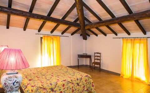 Cascina del Castello: Interior Design, Floor, Flooring, Ceiling, Furniture, Linens, Room, Bed, Bedroom, Resort