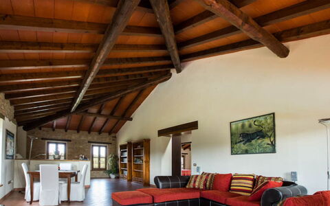 Cascina Tabia: Furniture, Interior Design, Wall, Flooring, Wood, Ceiling, Floor, Home, Chair, Living Room