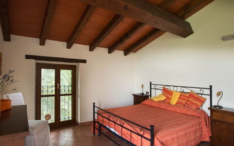 Cascina Tabia: Furniture, Interior Design, Wood, Flooring, Floor, Room, Ceiling, Bedroom, Bed, Home