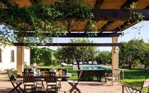 Villa del Sirio: Furniture, Outdoor Furniture, Garden, Table, Shade, Outdoor Table, Chair, Resort, Backyard, Kitchen & Dining Room Table