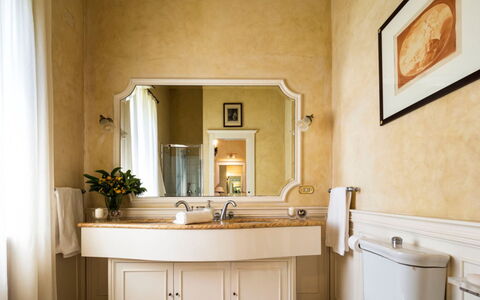 Villa del Sirio: Bathroom Sink, Bathroom, Wall, Plumbing Fixture, Sink, Interior Design, Tap, Mirror, Plumbing, Flooring