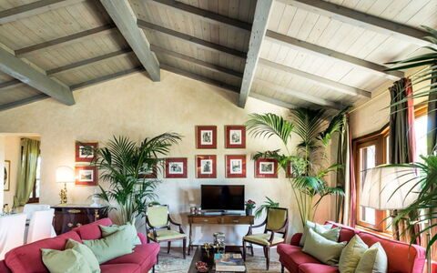 Villa del Sirio: Furniture, Interior Design, Ceiling, Couch, Flooring, Lighting, Table, Living Room, Home, Floor