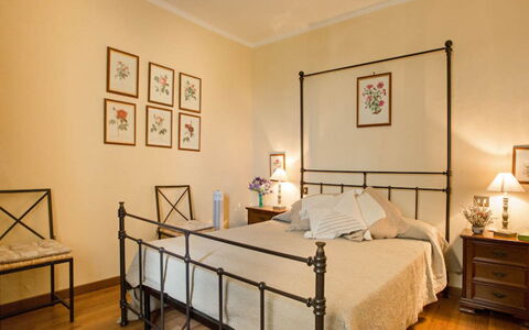 Cascina Arcangelo: Furniture, Bed, Interior Design, Bedroom, Bedding, Wall, Flooring, Bed Sheet, Floor, Room