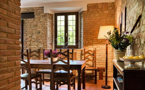 Cascina Arcangelo: Furniture, Interior Design, Wall, Flooring, Table, Chair, Wood, Kitchen & Dining Room Table, Dining Room, Ceiling