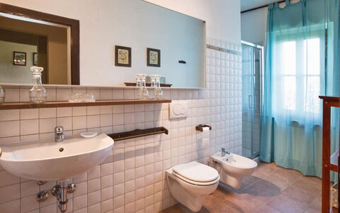 Cascina Arcangelo: Plumbing Fixture, Flooring, Interior Design, Bathroom, Floor, Tap, Bathroom Sink, Plumbing, Sink, Room