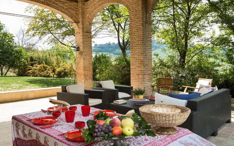 Cascina Arcangelo: Furniture, Table, Chair, Outdoor Furniture, Garden, Outdoor Table, Kitchen & Dining Room Table, Yard, Eco Hotel, Shade