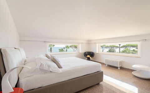 Villa delle Palme: Bed, Bedroom, Interior Design, Flooring, Floor, Ceiling, Bedding, Bed Sheet, Furniture, Room