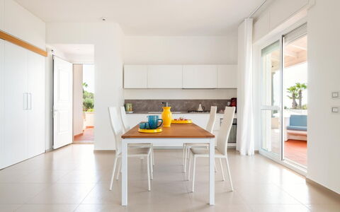 Villa delle Palme: Furniture, Flooring, Interior Design, Floor, Wood, Table, Chair, Kitchen & Dining Room Table, Dining Room, Home