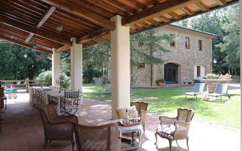 Villa Antonella: Wood, Furniture, Shade, Garden, Porch, Estate, Column, Hacienda, Outdoor Structure, Backyard