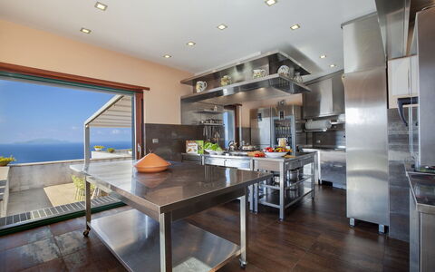 Villa Liliana: Kitchen, Kitchen Appliance, Interior Design, Countertop, Home Appliance, Furniture, Major Appliance, Flooring, Ceiling, Lighting