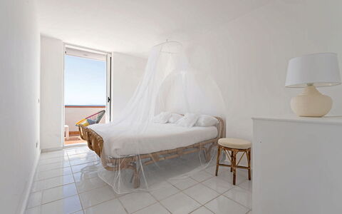Villa Luce: Bedroom, Floor, Interior Design, Flooring, Bed, Furniture, Home, Bedding, Bed Sheet, Apartment