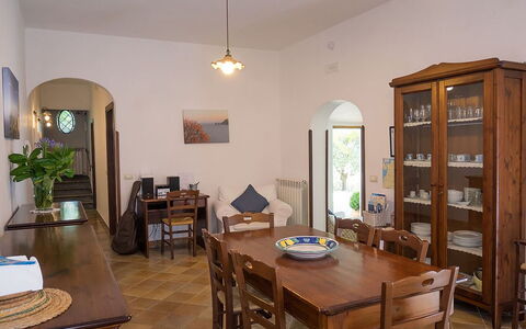 Villa Sant'Agata: Furniture, Flooring, Interior Design, Wood, Table, Chair, Kitchen & Dining Room Table, Floor, Dining Room, Lighting
