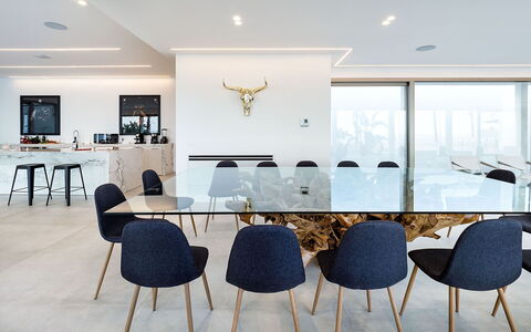 Villa Alcantara: Furniture, Interior Design, Flooring, Wood, Floor, Table, Chair, Kitchen & Dining Room Table, Lighting, Dining Room