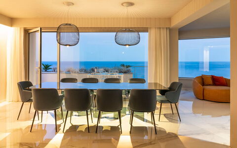 Villa Taormina- Baya Bella: Furniture, Interior Design, Flooring, Floor, Table, Wood, Chair, Ceiling, Living Room, Home