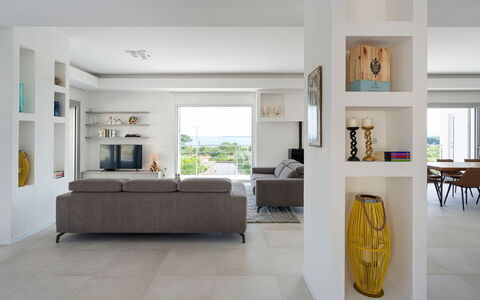 Villa Nina: Furniture, Interior Design, Wall, Flooring, Floor, Wood, Ceiling, Living Room, Room, Home
