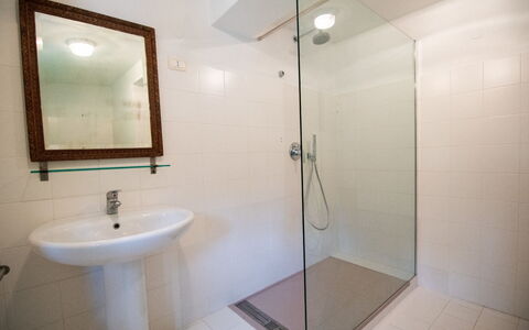 Villa Marciana: Bathroom, Plumbing Fixture, Flooring, Floor, Interior Design, Bathroom Sink, Shower, Plumbing, Shower Head, Tap